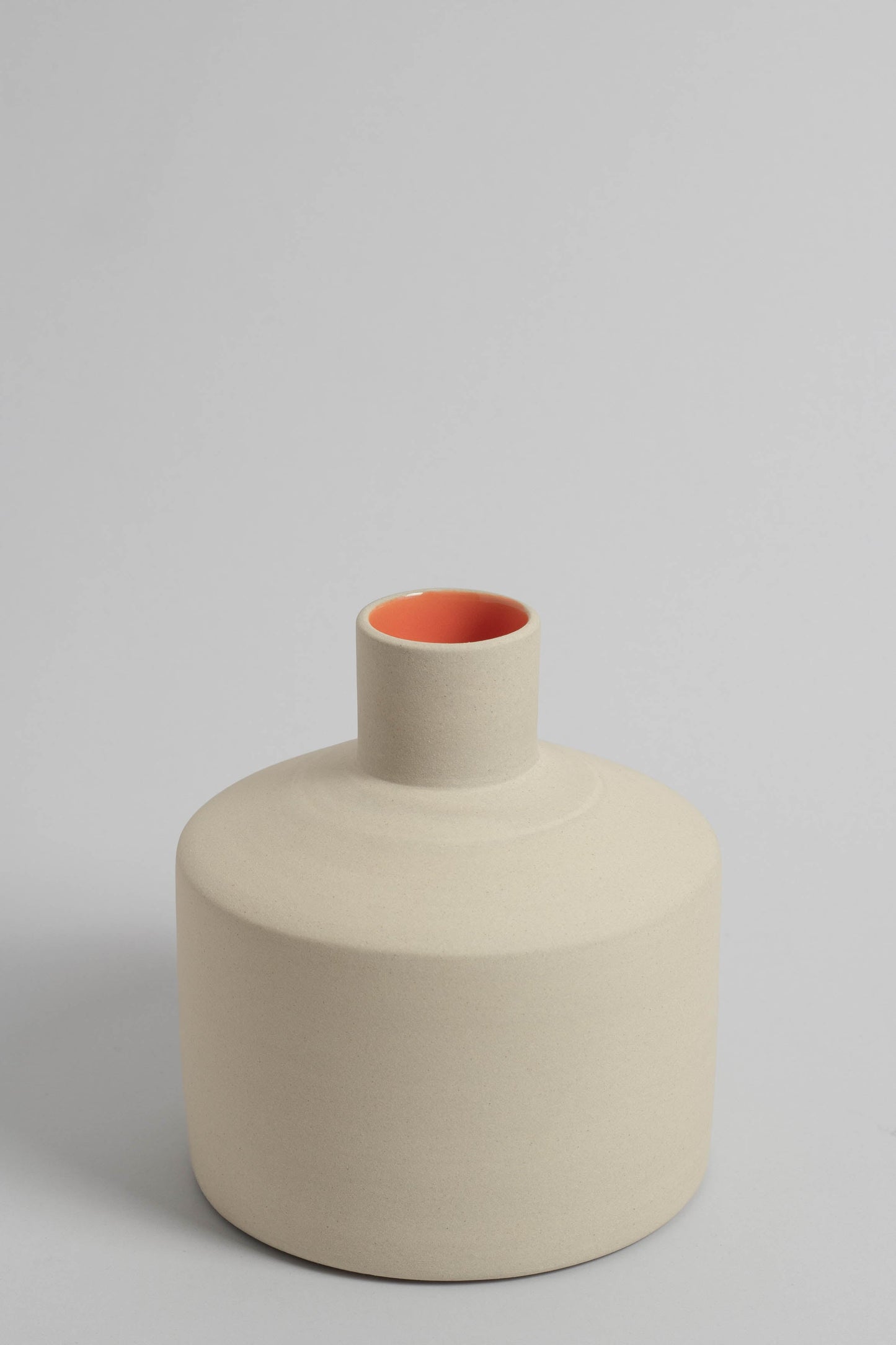 Stoneware Vase with Orange Detail - Medium