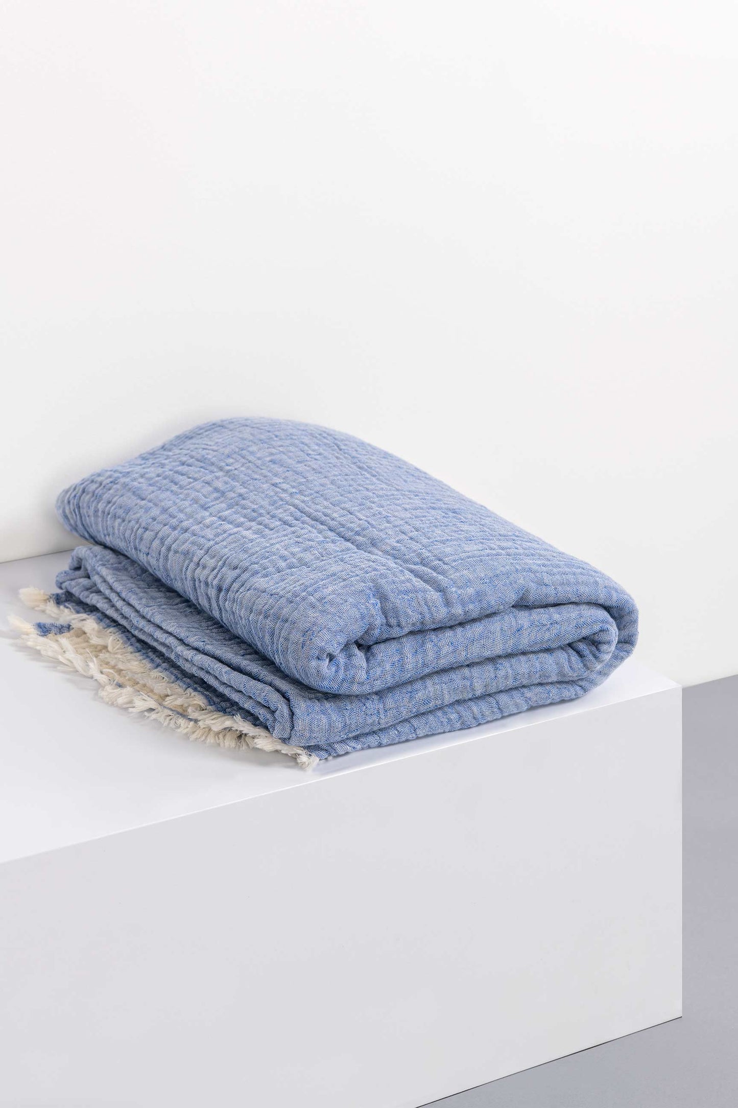 blue muslin blanket 100% cotton, made in Portugal