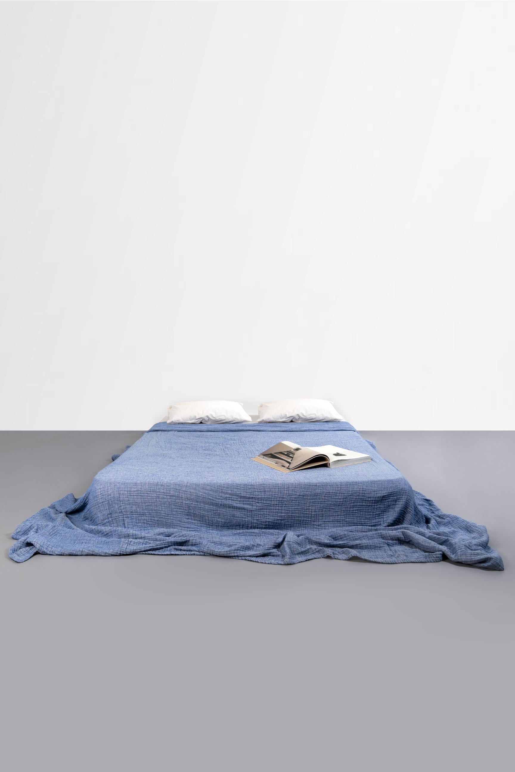 blue muslin bedspread, 100% cotton, made in Portugal