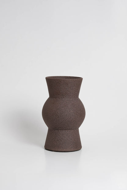 Melas in brown, ceramic vase with a textured, earthy surface, handmade in Portugal. Perfect for displaying flowers or as a unique decorative vase in modern interiors.