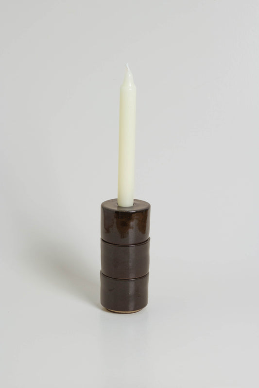 Modular Brown Glazed Candle Holder