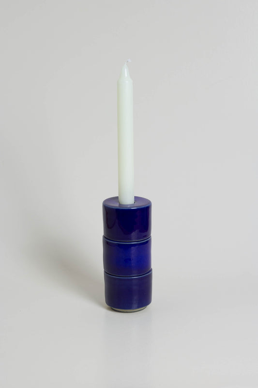 Modular Blue Glazed Candle Holder