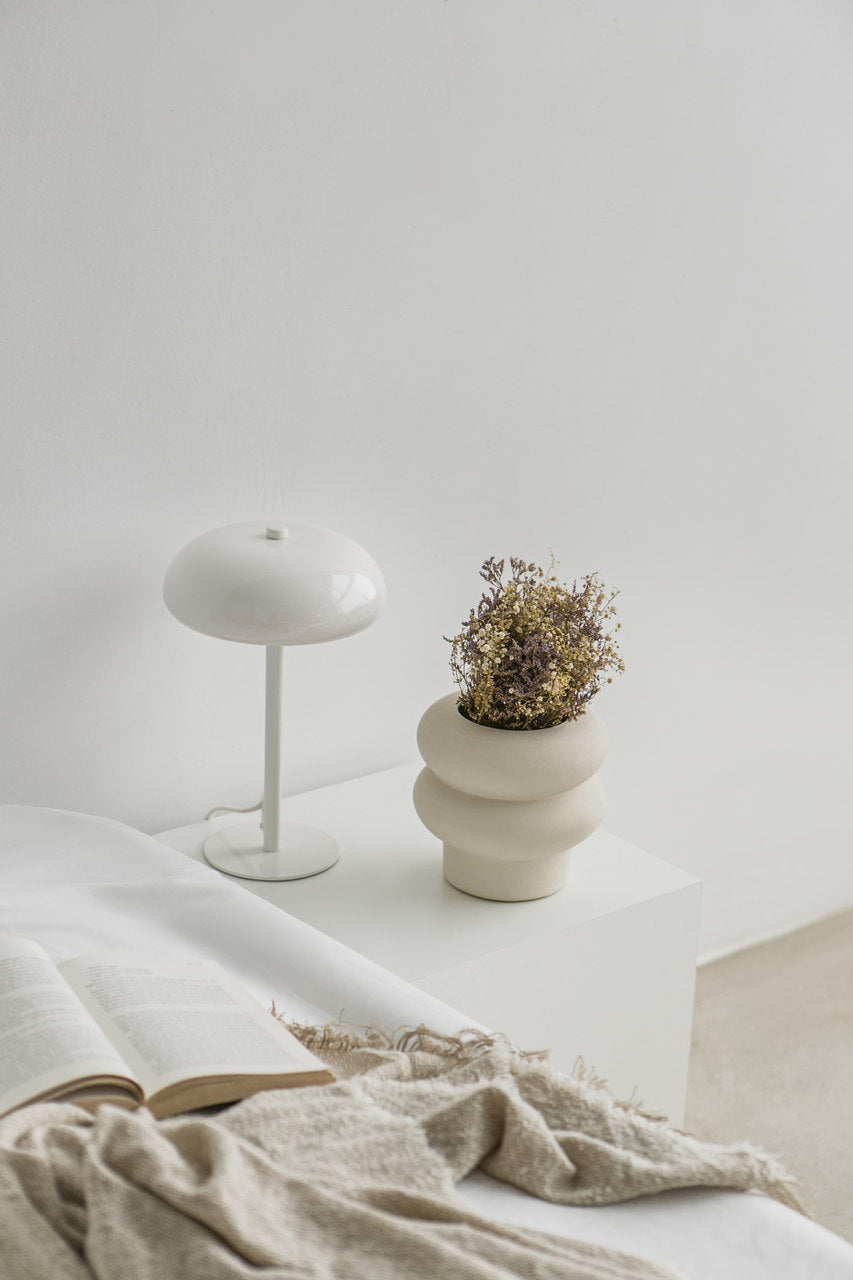 Ripple small in off white, ceramic with a minimalist design, handmade in Portugal. Ideal for displaying flowers or as a standalone decorative vase. perfect for bedroom decor.