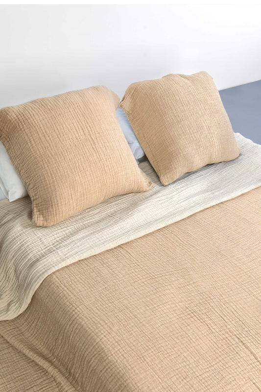 cushion cover, 100% cotton, in beige.